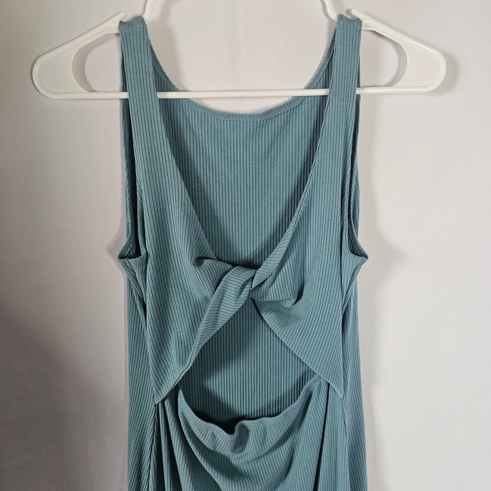 L*Space Ribbed Twist Back Maxi Dress Large Blue Coastal Summer - Picture 4 of 7